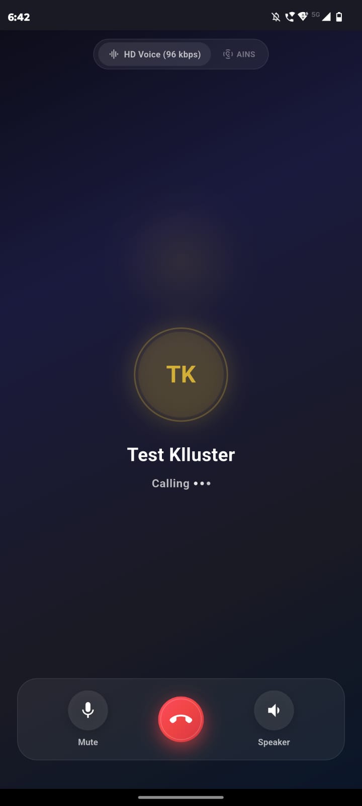 Klluster HD voice calling screenshot